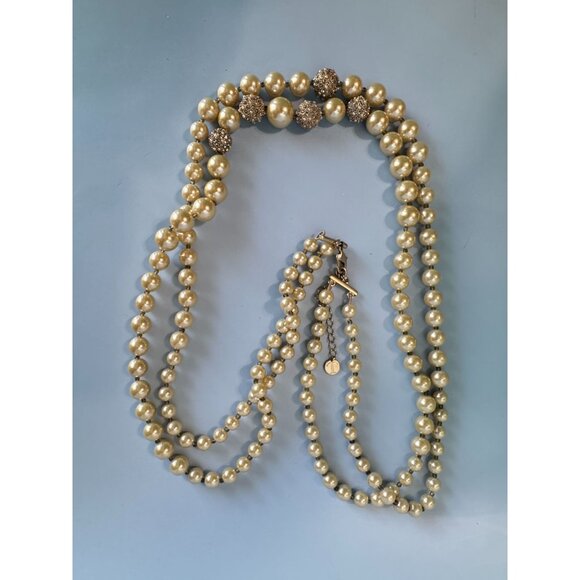 Talbots Multistrand Faux Pearl Necklace With Glittering Accents Adjustable Chain - Picture 5 of 5